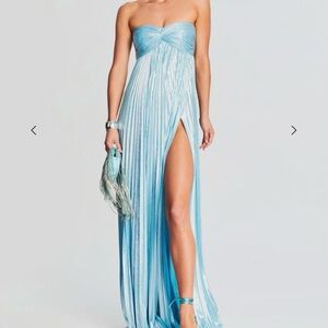 Retrofete Blue Strapless Maxi Dress